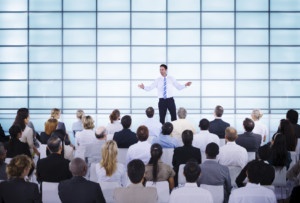 Businessman giving presentation to his Colleagues